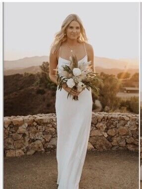 Show Me Your Mumu Tuscany White Luxe Satin Maxi Dress Size Small